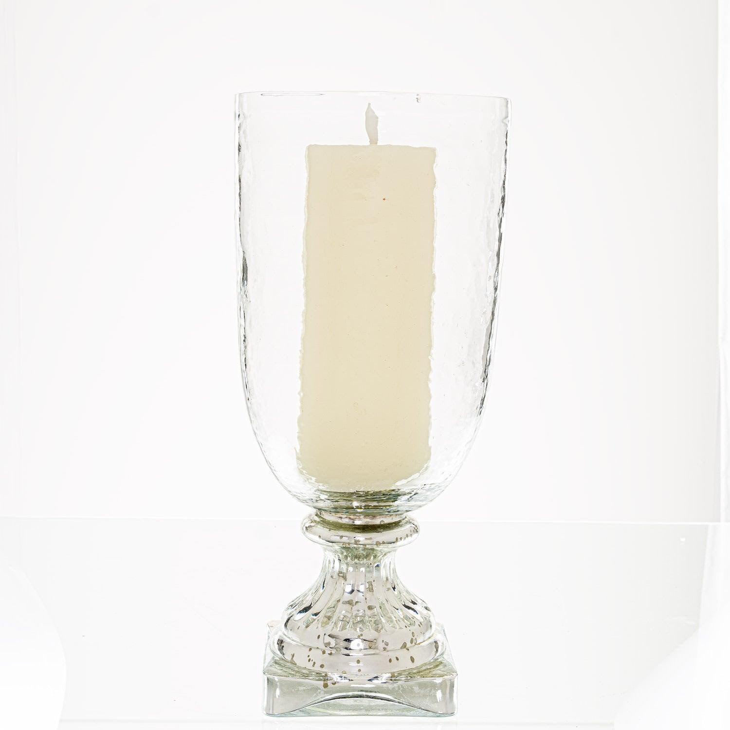 Silver Footed Hurricane Lamp - House of Altair