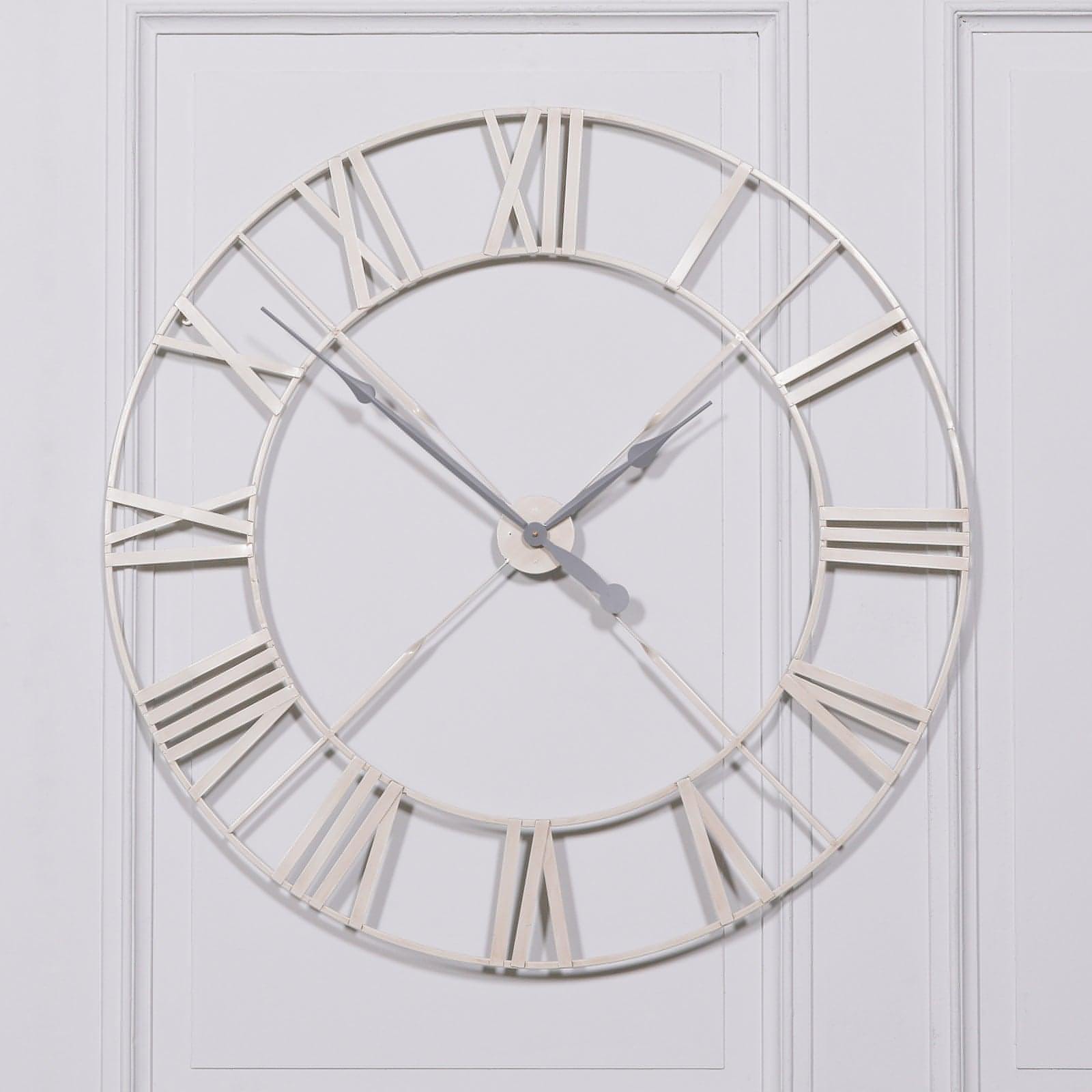 Vintage Cream Distressed 110cm Twist Frame Wall Clock - House of Altair