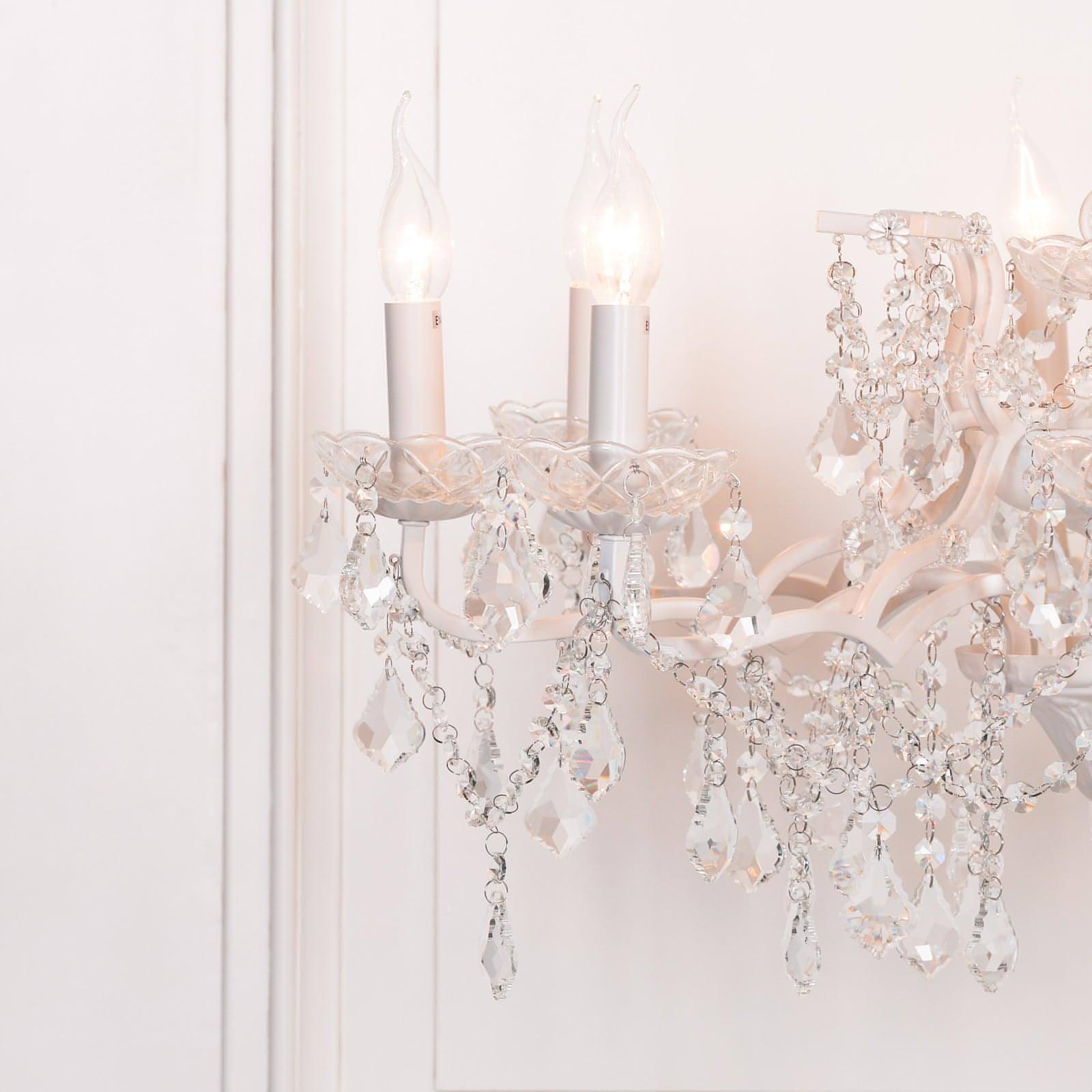 White 8 Branch Shallow Cut Glass Chandelier - House of Altair