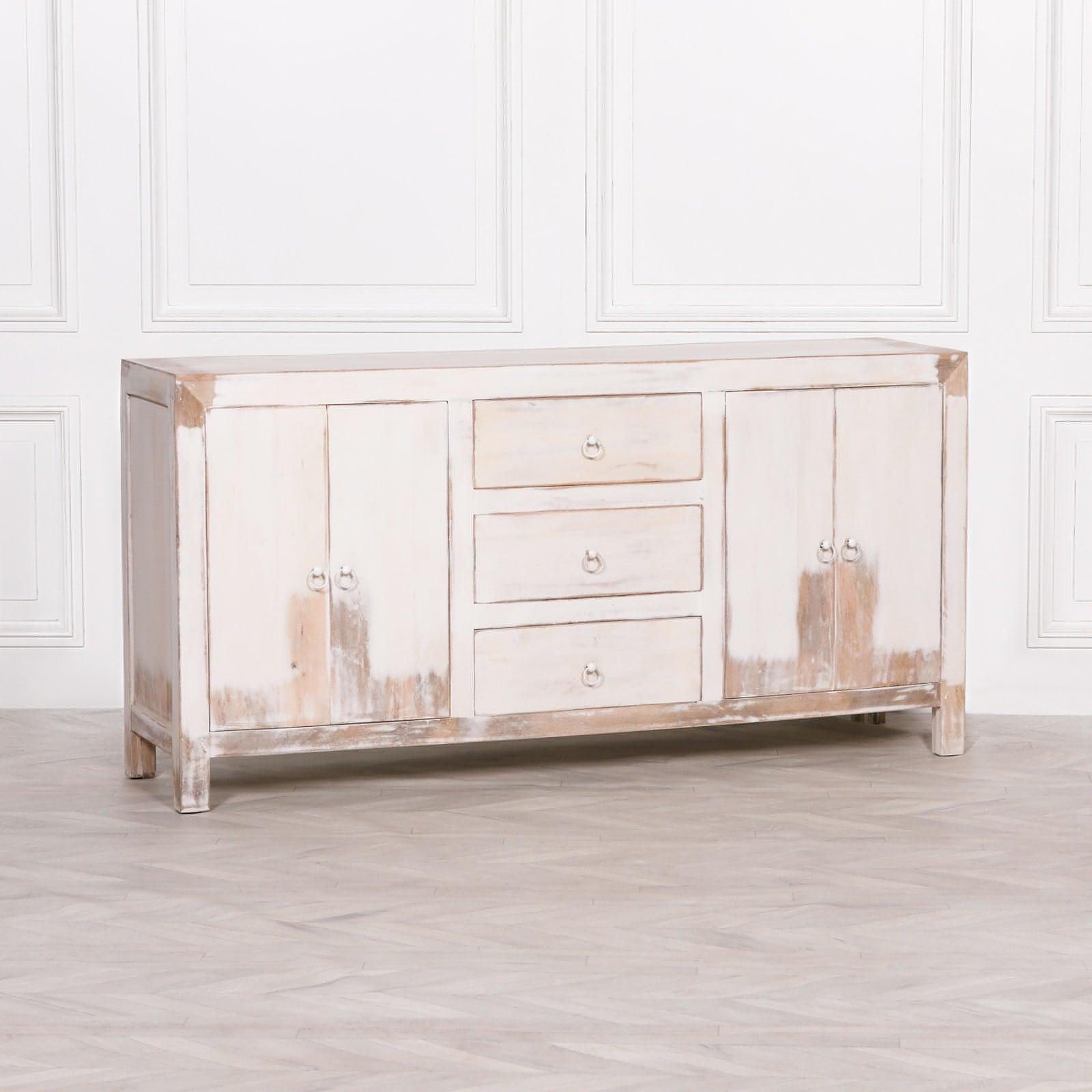 White Distressed Oriental Sideboard - House of Altair