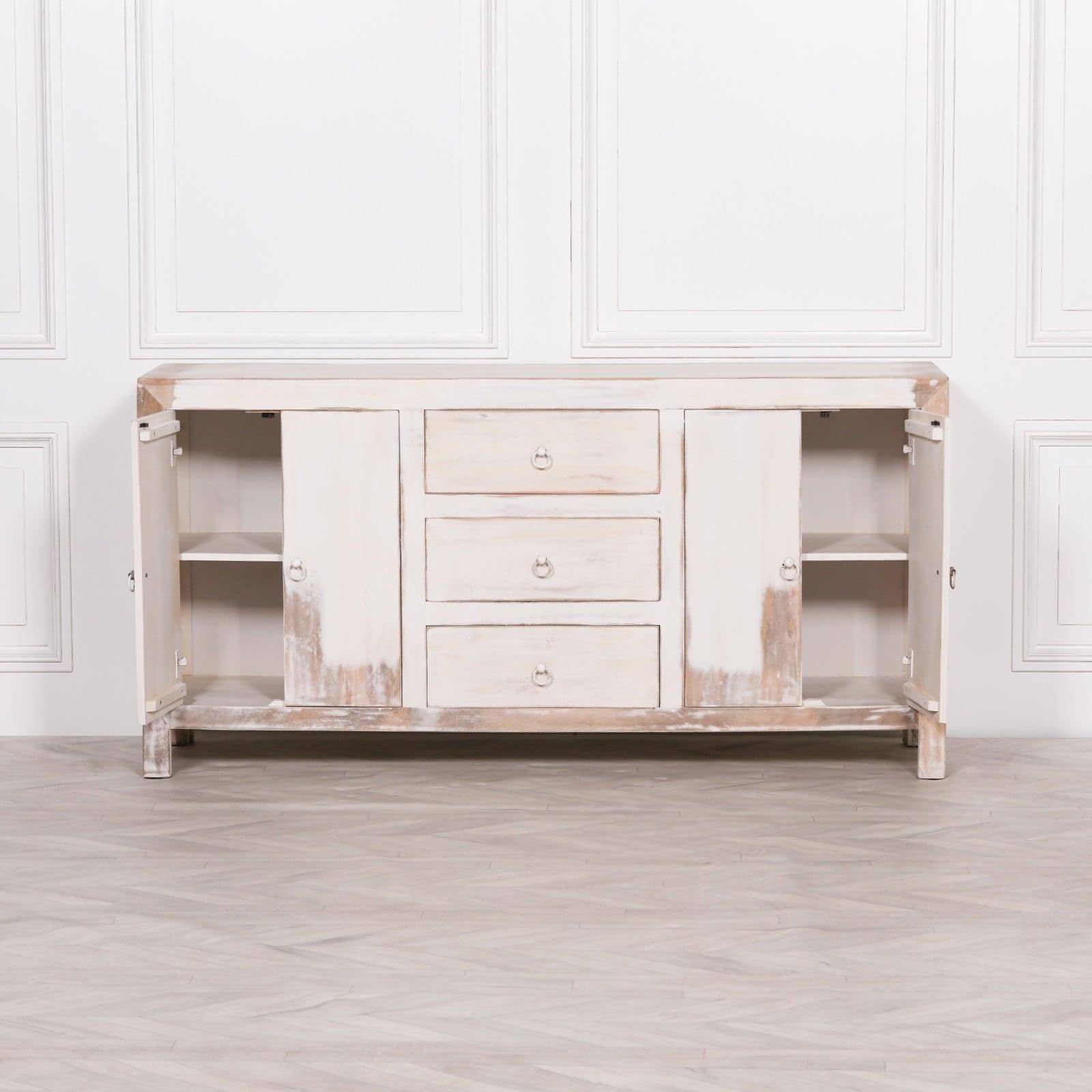 White Distressed Oriental Sideboard - House of Altair