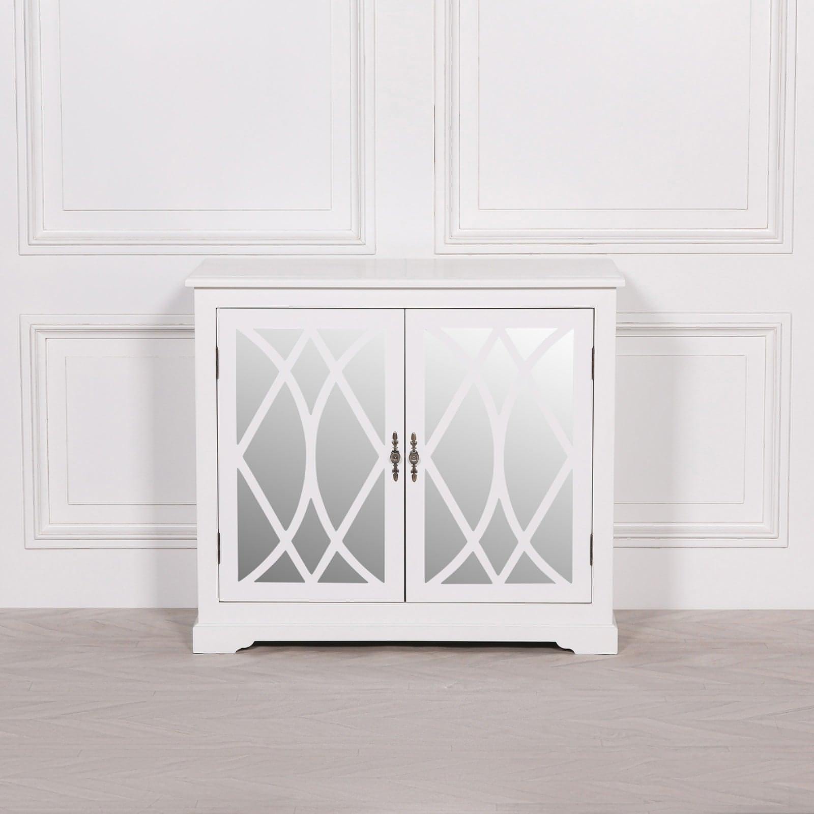 White Mirrored 2 Door Cupboard - House of Altair