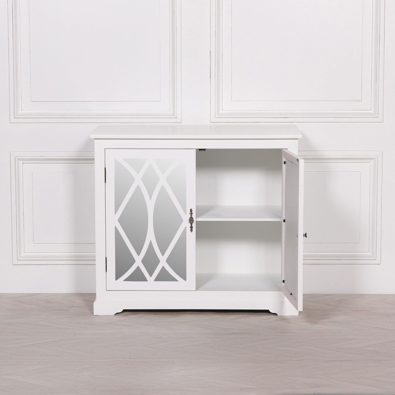 White Mirrored 2 Door Cupboard - House of Altair