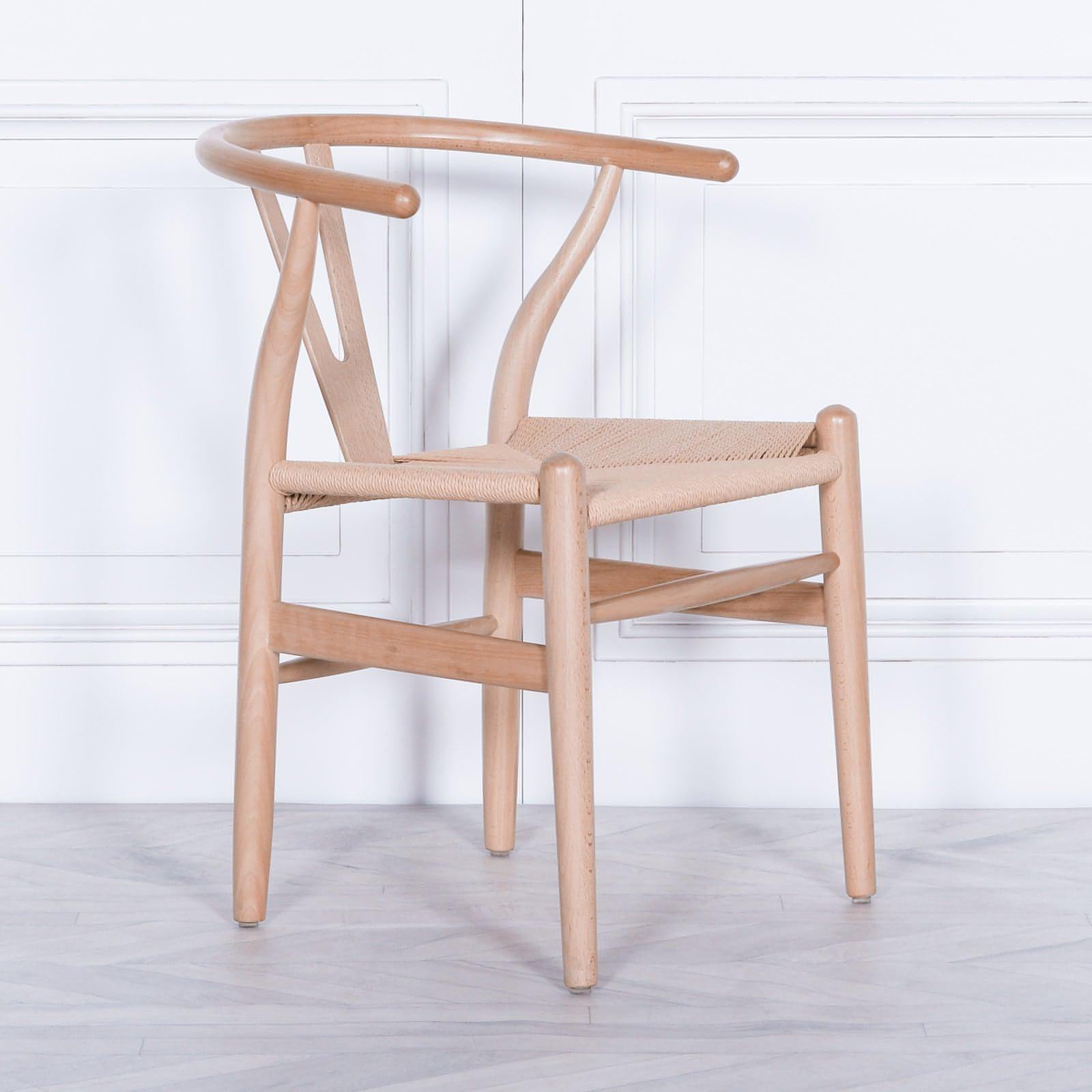 Wishbone Natural Wooden Dining Chair - House of Altair