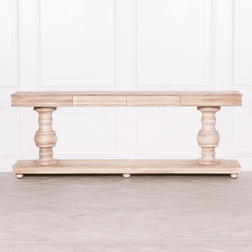 Large Wooden Console Table With Drawers